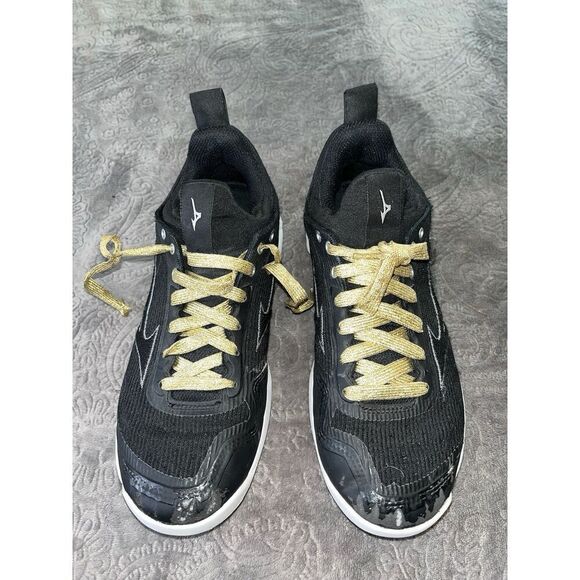 MIZUNO Wave Luminous 2 Women's Indoor Volleyball Shoes Black w/gold laces Sz 8 - Picture 2 of 9